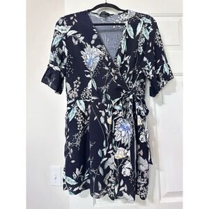 Eclair Floral‎ Design Shorts Romper Side Tie Bell Sleeves Women's XL Feminine